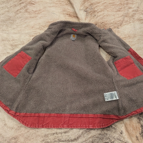 Carhartt Women's Washed Duck Mock Neck Vest - Sherpa Lined Small Pink/Rose color - Picture 9 of 9